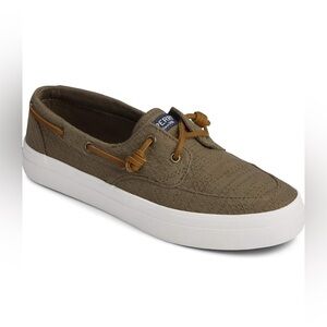 Sperry Women's Crest Boat Smocked Hemp Sneaker green size 8